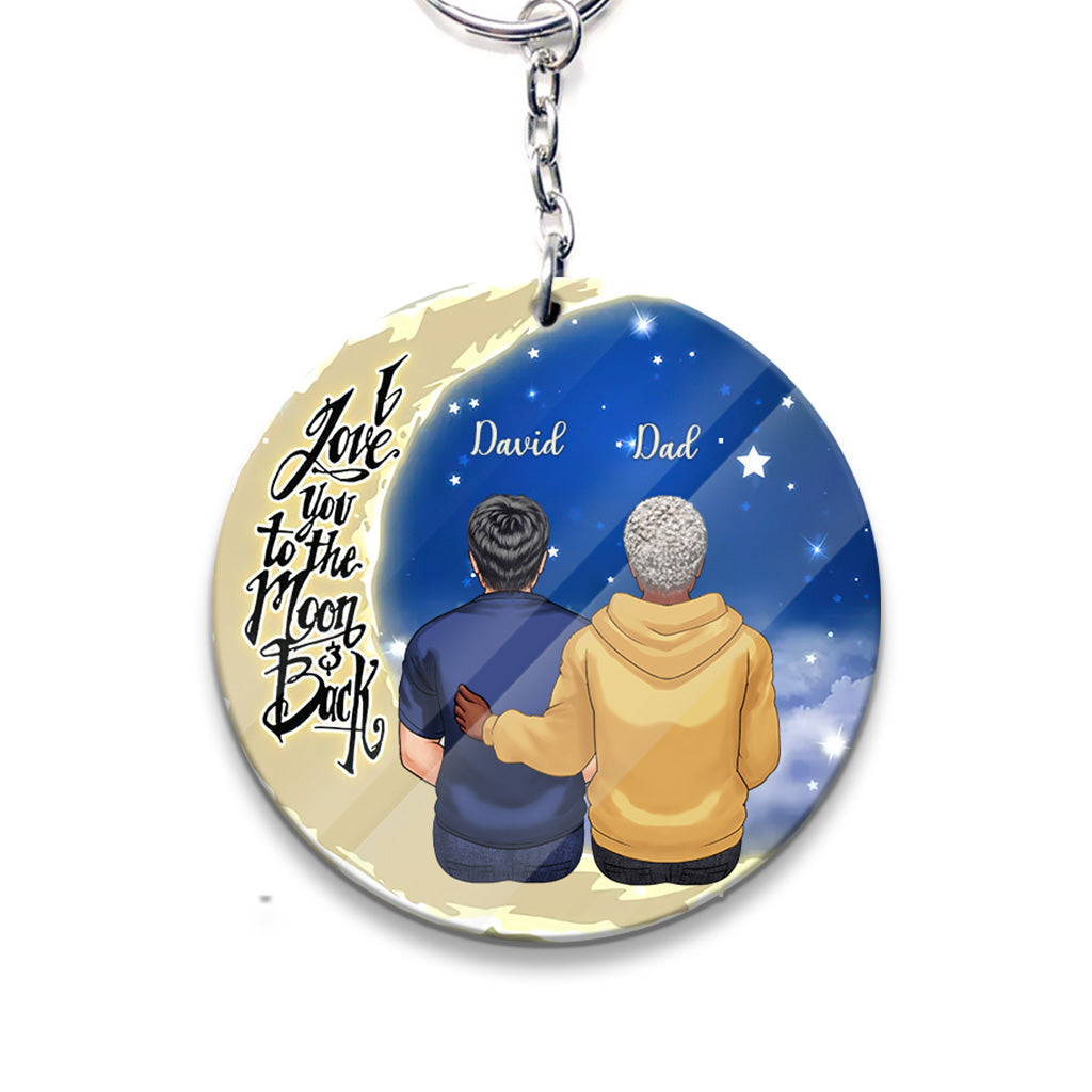 Aller et revenir de la Lune - Cadeau pour grand-mère, maman, papa, grand-père - Porte-clés personnalisé