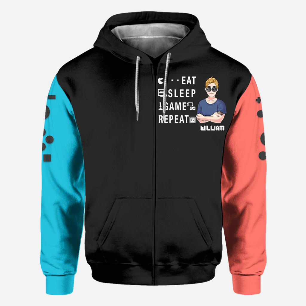 Eat Sleep Game Repeat - Personalized Video Game All Over Shirt