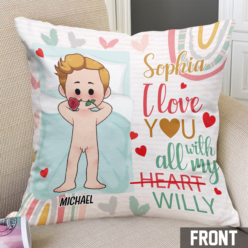 Je t'aime de tout mon cœur - Coussin décoratif personnalisé pour couple