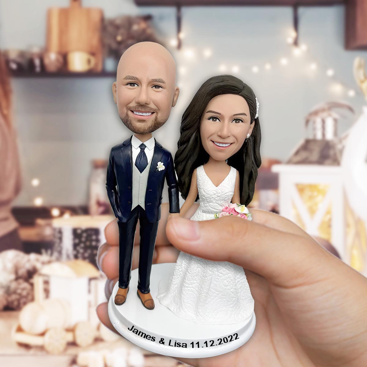 Cadeau de mariage pour les mariés - Figurine à tête branlante personnalisée