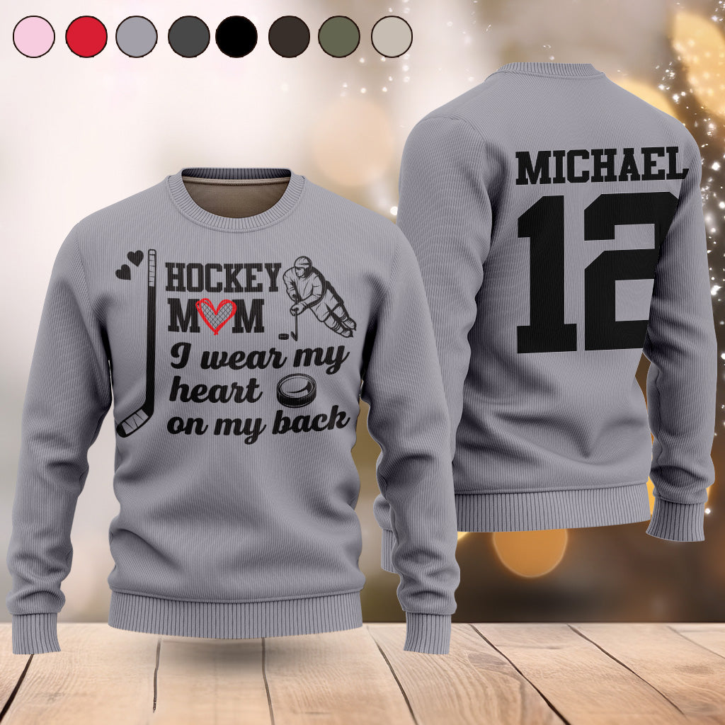 Maman de hockey - Pull moche de hockey personnalisé