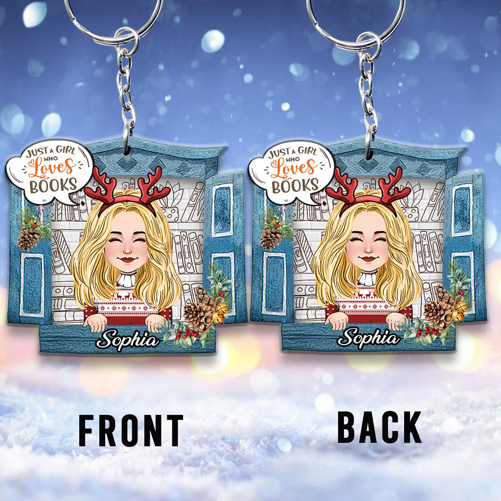 Une fille qui aime les livres - Porte-clés livre personnalisé (face unique)