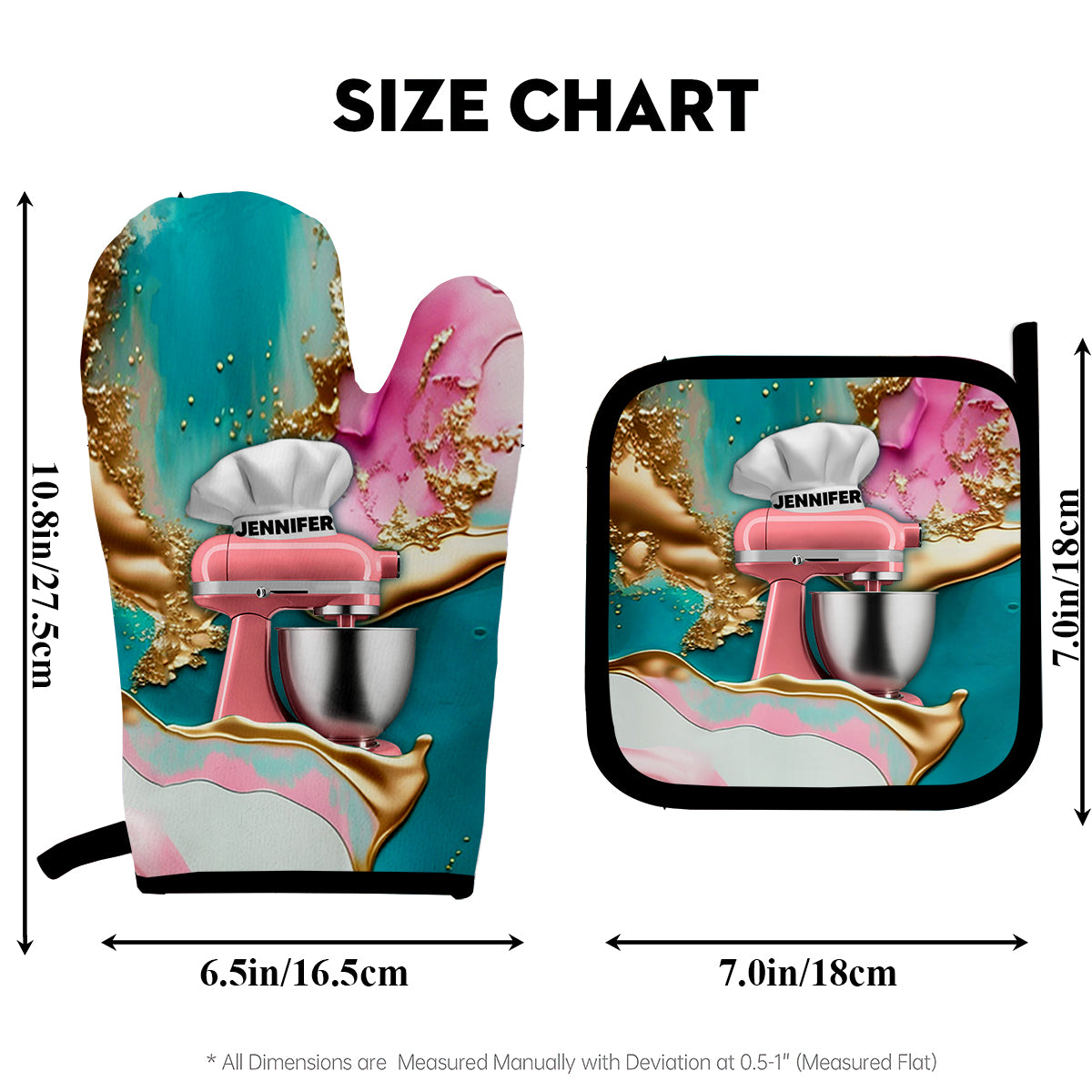 Ensemble de gants de cuisine et maniques personnalisés « Love Baking »