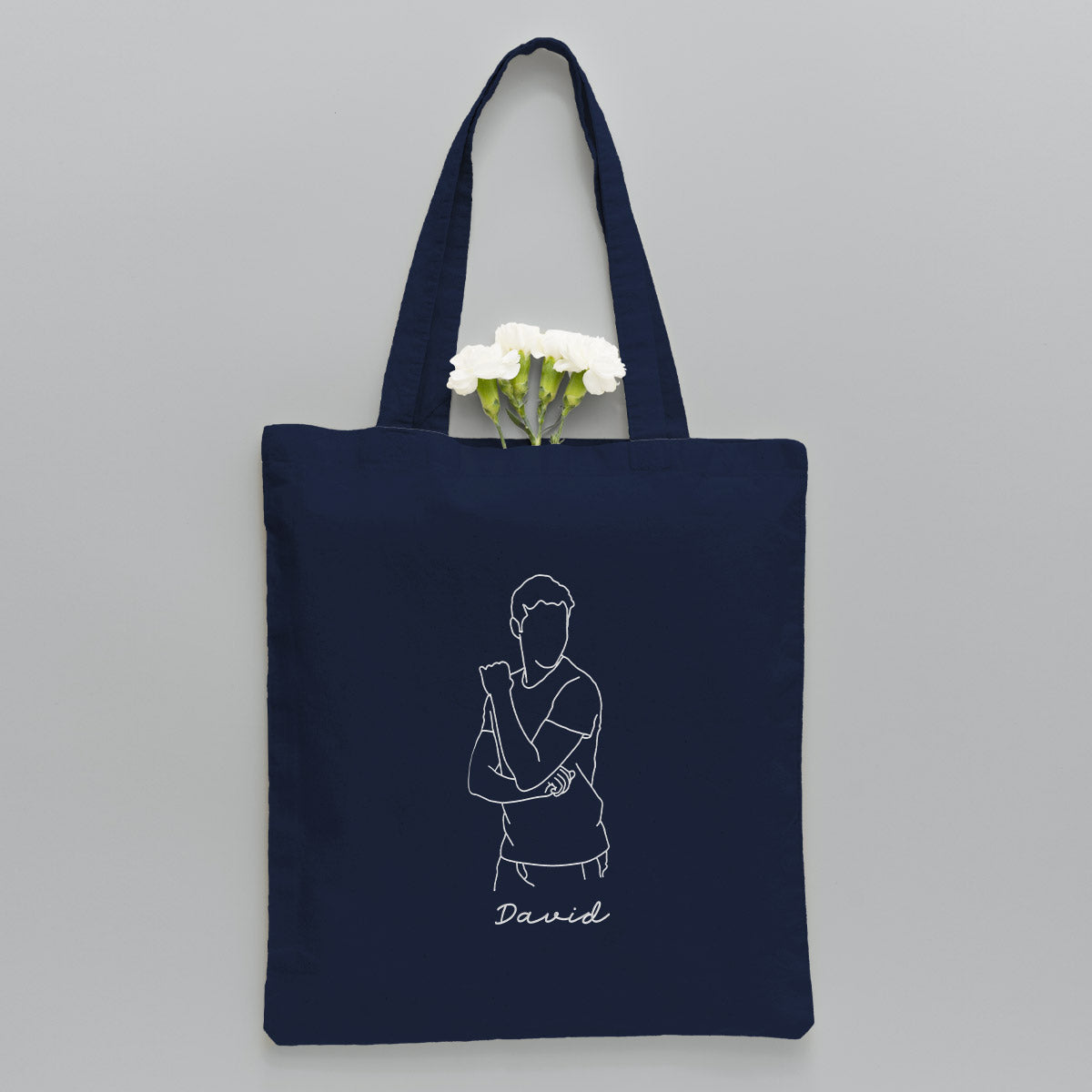 Sac fourre-tout brodé personnalisé avec photo au trait - Sac fourre-tout brodé personnalisé pour fils