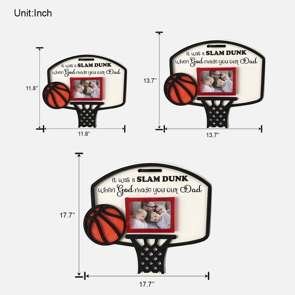 Papa basketteur - Panneau en bois personnalisé en forme de ballon de basket
