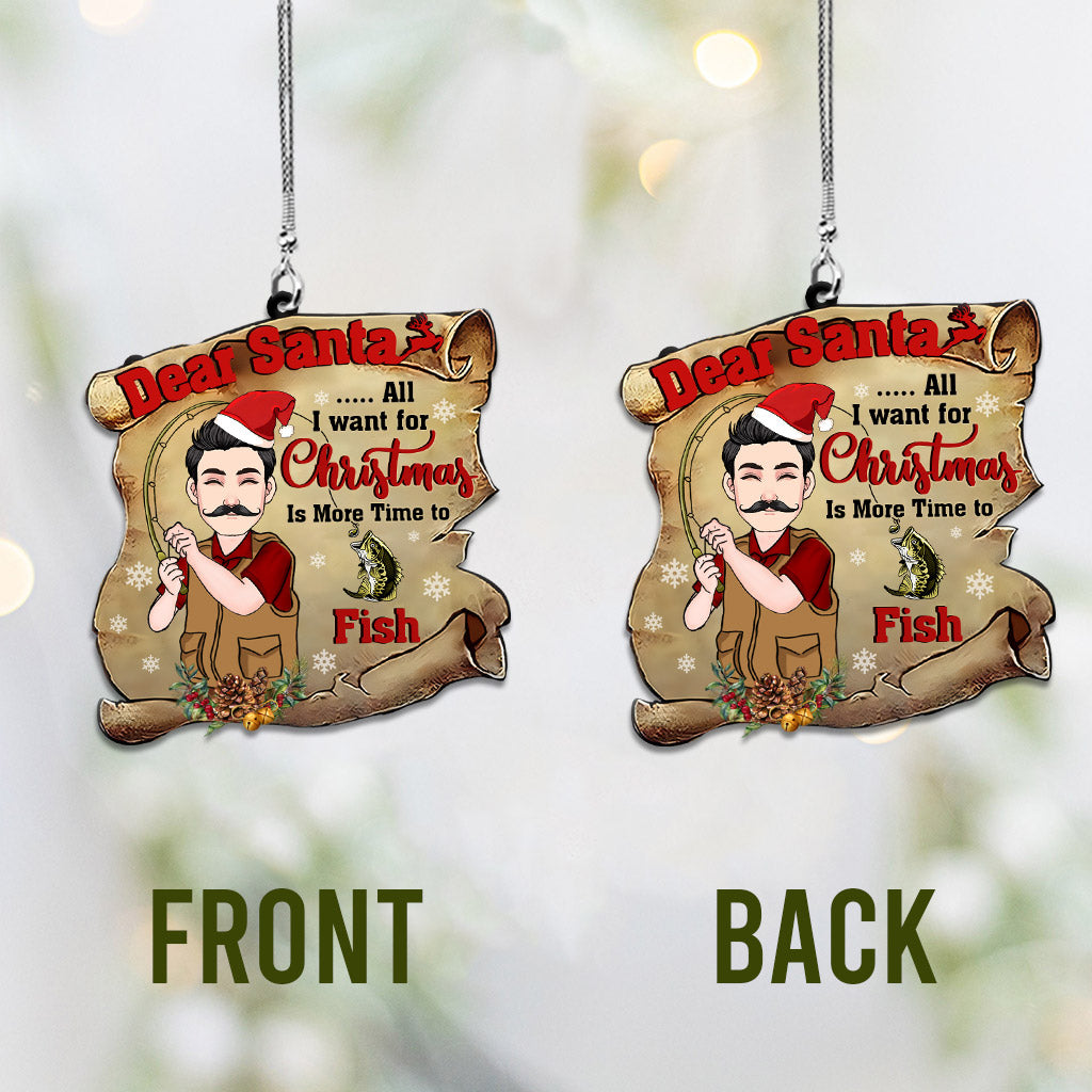 Cher Père Noël - Ornement de voiture personnalisé sur le thème de la pêche (face unique)