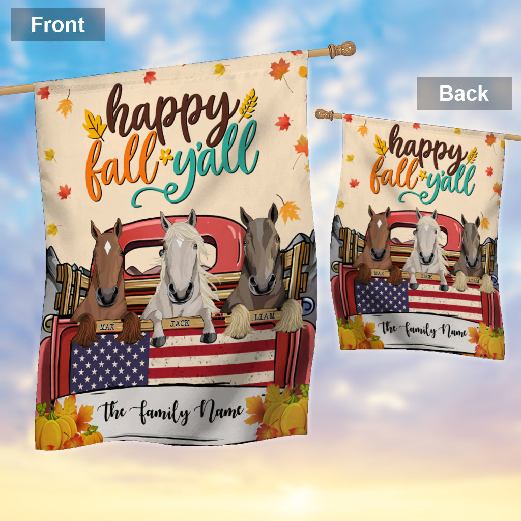 Joyeux automne à tous ! - Drapeau personnalisé pour maison de chevaux