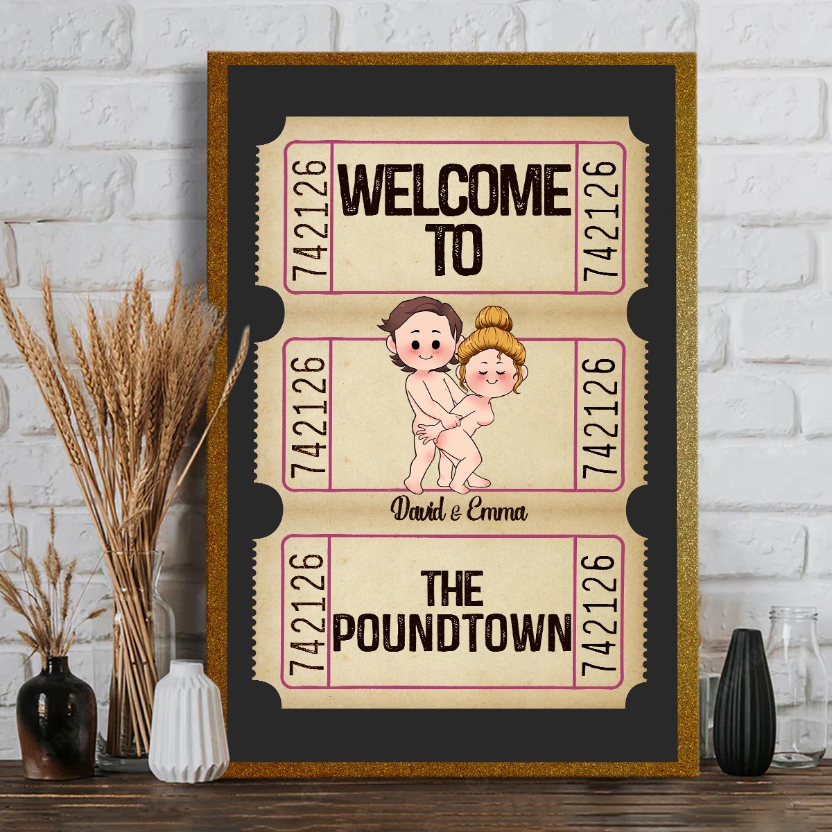 Bienvenue à Poundtown ! Adulte inapproprié - Toile et affiche personnalisées pour couples