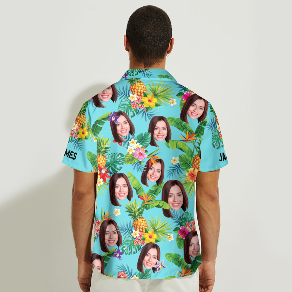 Chemise hawaïenne personnalisée « Amoureux de la mer » - Fleurs tropicales
