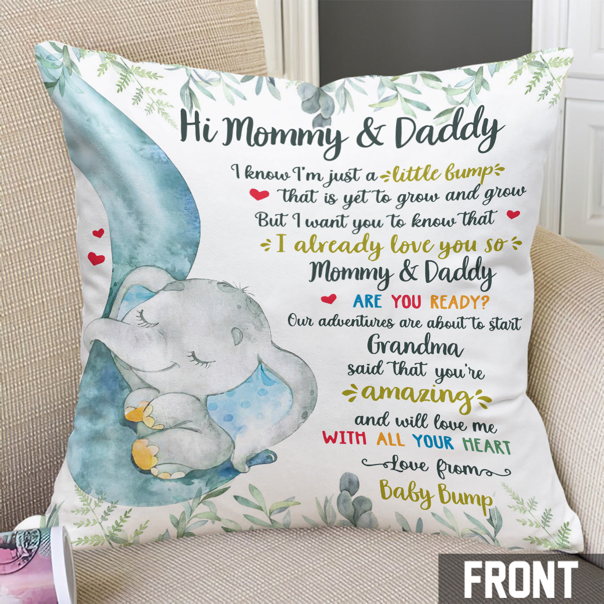 Coussin décoratif personnalisé « Amour de bébé » pour maman