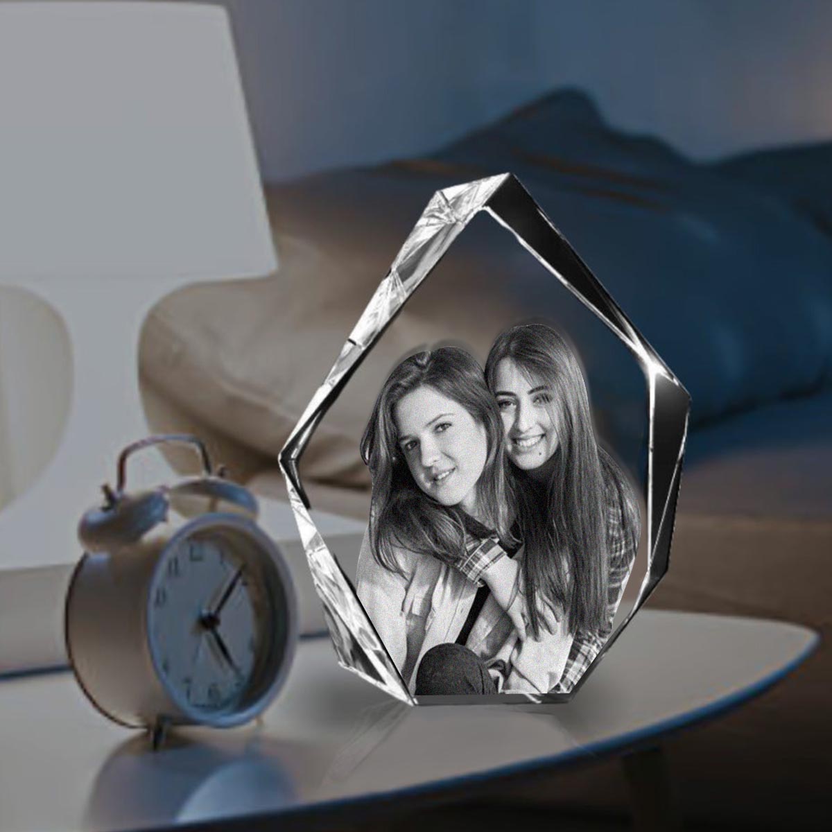 Lampe en cristal 3D en forme d'iceberg avec gravure laser personnalisée pour votre meilleure amie