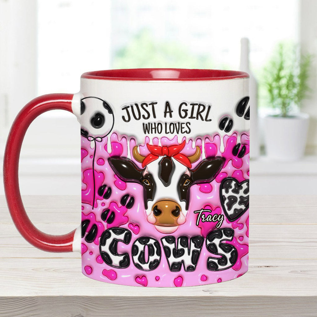 Mug personnalisé « Juste une fille qui aime les vaches » avec motif vache