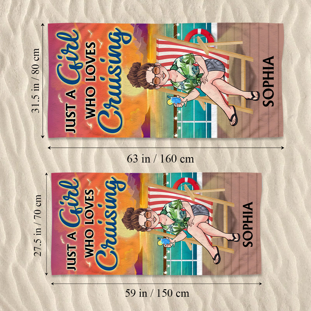 La vie est plus belle en croisière - Serviette de plage personnalisée pour croisière