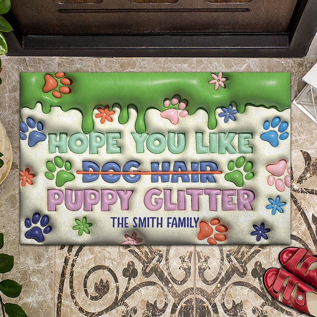 Paillasson personnalisé pour chien, chat, chaton et chiot à paillettes. J'espère que vous aimez les poils de chien, chat et chiot !