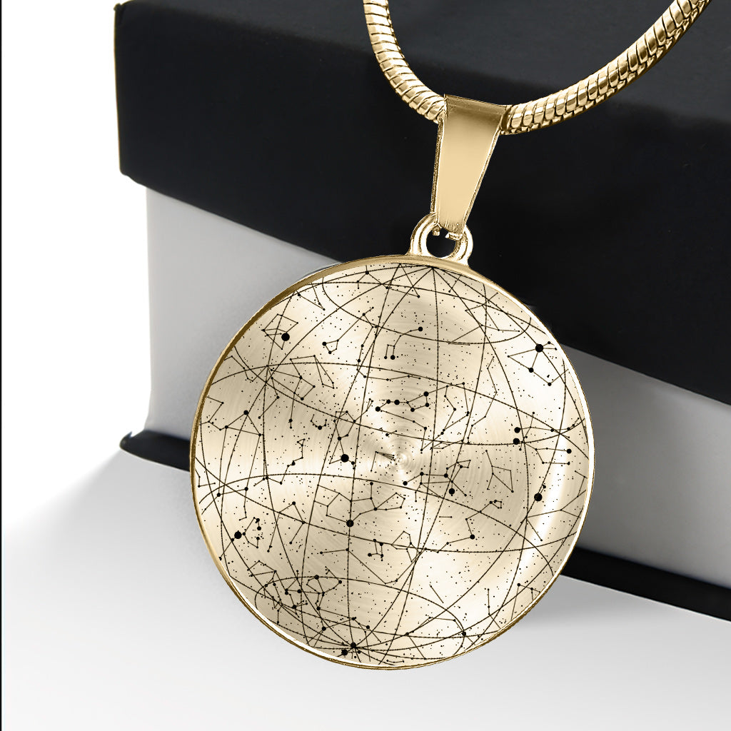 La nuit de ta naissance - Collier pendentif rond personnalisé pour fils