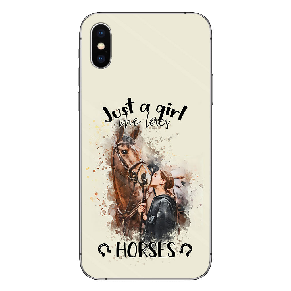 Une fille qui aime les chevaux - Coque de téléphone personnalisée avec motif cheval