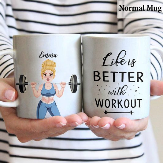 La vie est plus belle avec le sport - Mug fitness personnalisé