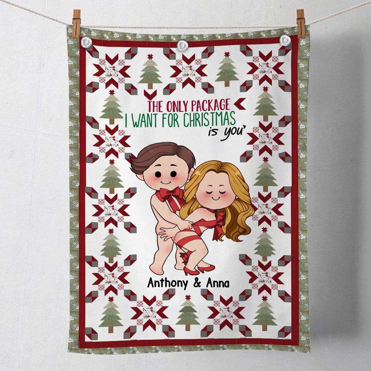 Le seul cadeau que je veux pour Noël, c'est toi - Serviette de golf personnalisée pour couple