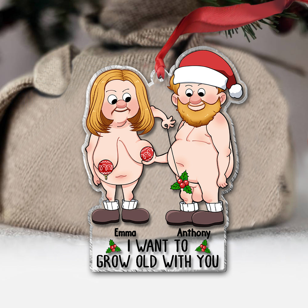 Je veux vieillir avec toi - cadeau pour mari, femme - Ornement transparent personnalisé