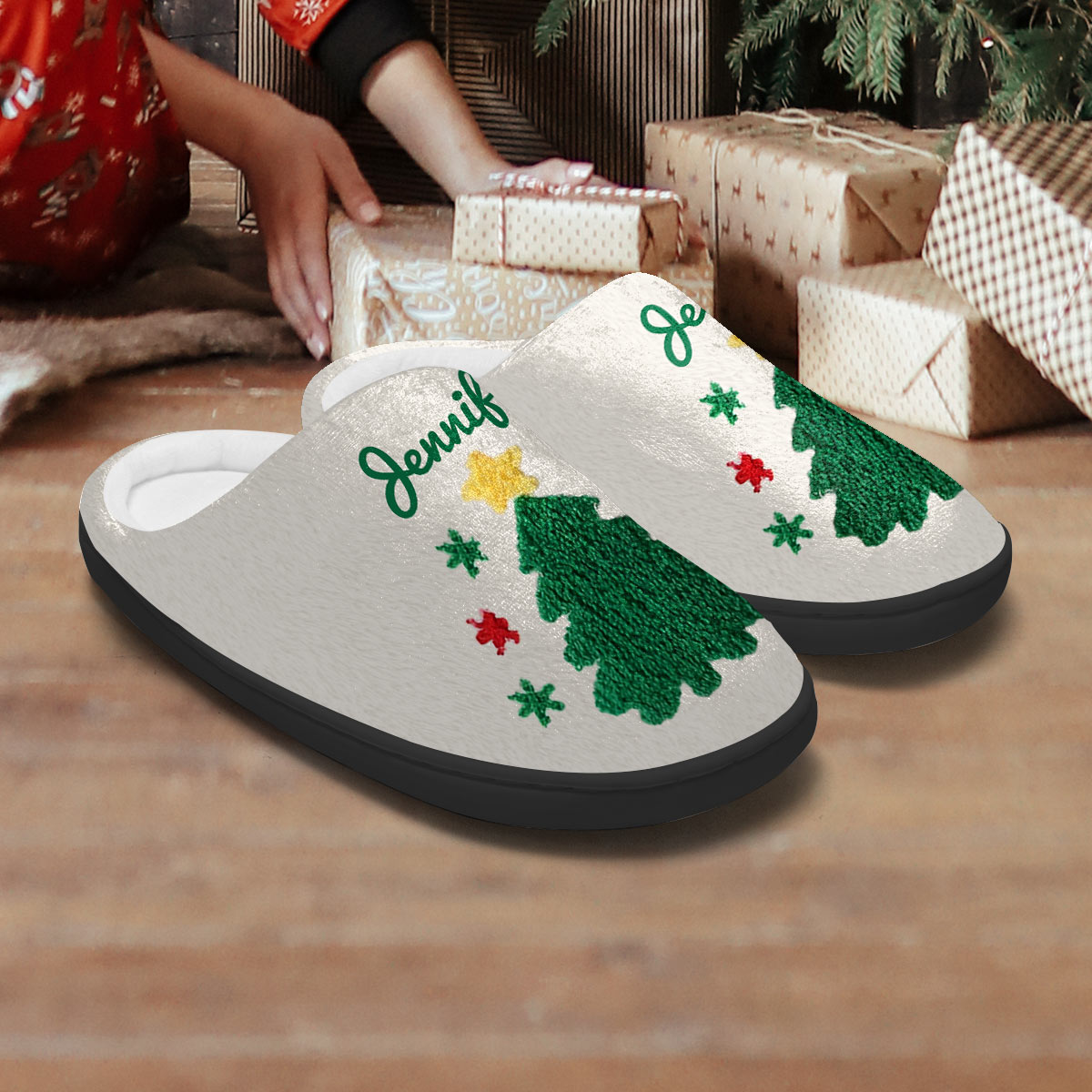 Sapin de Noël - Pantoufles de Noël personnalisées