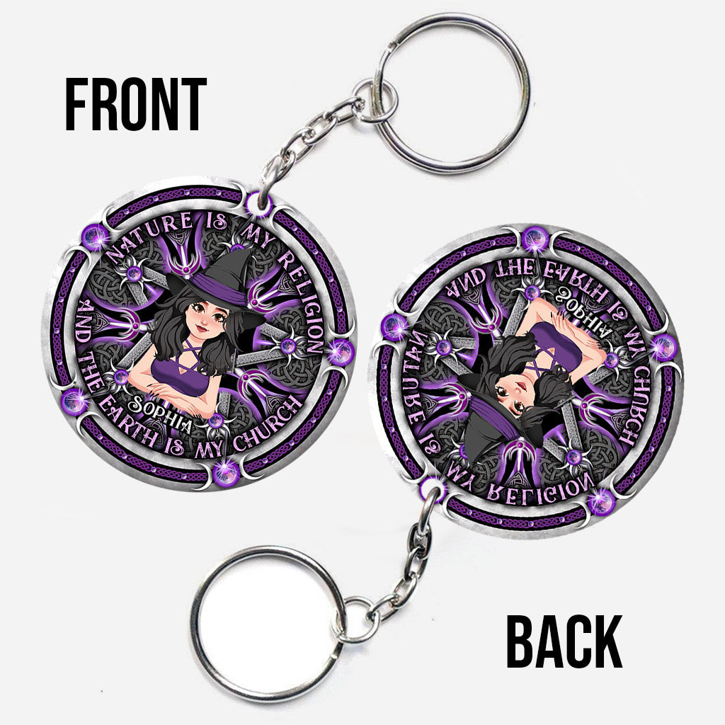 La nature est ma religion - Porte-clés sorcière personnalisé