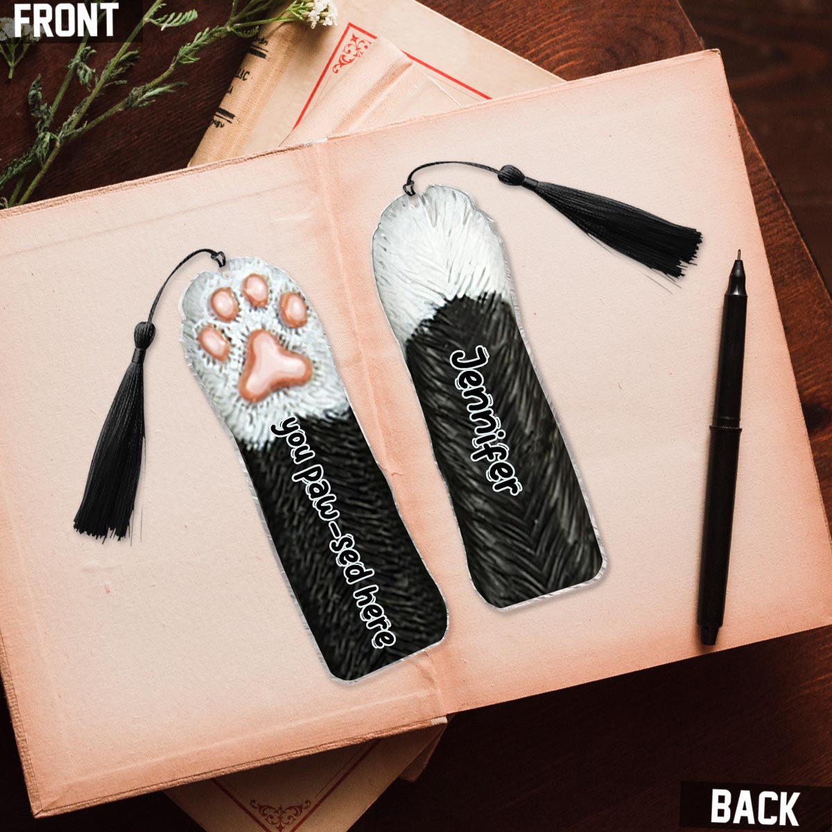 Vous avez posé votre patte ici - Marque-page personnalisé (Imprimé recto verso)