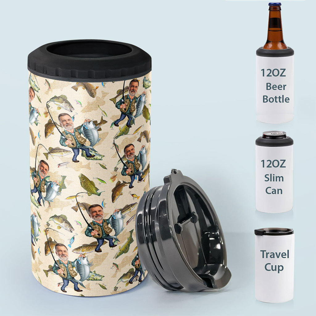 Photo Inserted Funny Fishing - Personalized Fishing Can Cooler