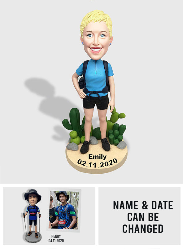 Hiking Society - Figurine à tête branlante personnalisée pour la randonnée