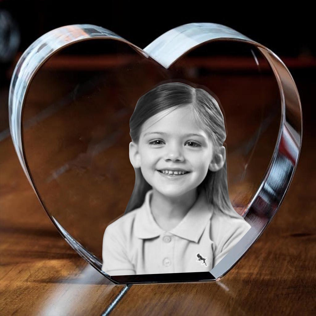 Custom Photo - Personalized granddaughter Laser Engraving 3D Heart Shaped Crystal Lamp
