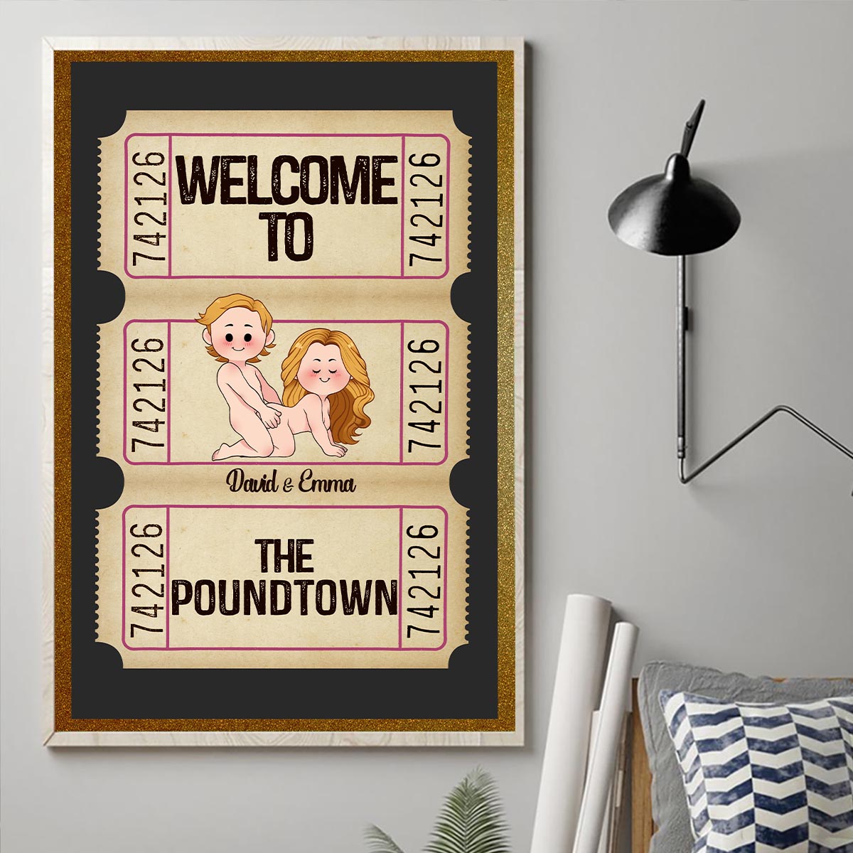 Bienvenue à Poundtown ! Adulte inapproprié - Toile et affiche personnalisées pour couples