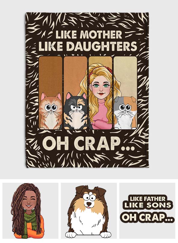 Like Mother Father Like Daughter Son Cats Dogs Pet Lover - Personalized Cat Blanket