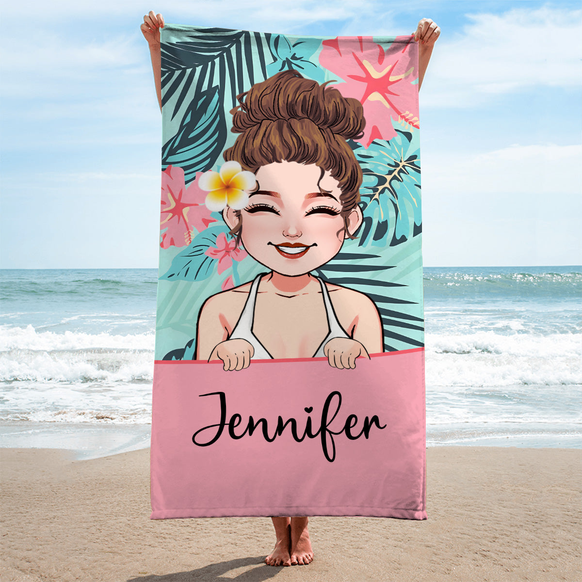 Amoureux de la plage - Serviette de plage personnalisée pour amoureux de la mer