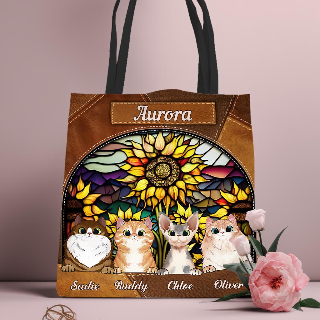 You Are My Sunshine Sunflower Stained Glass - Personalized Dog Tote Bag