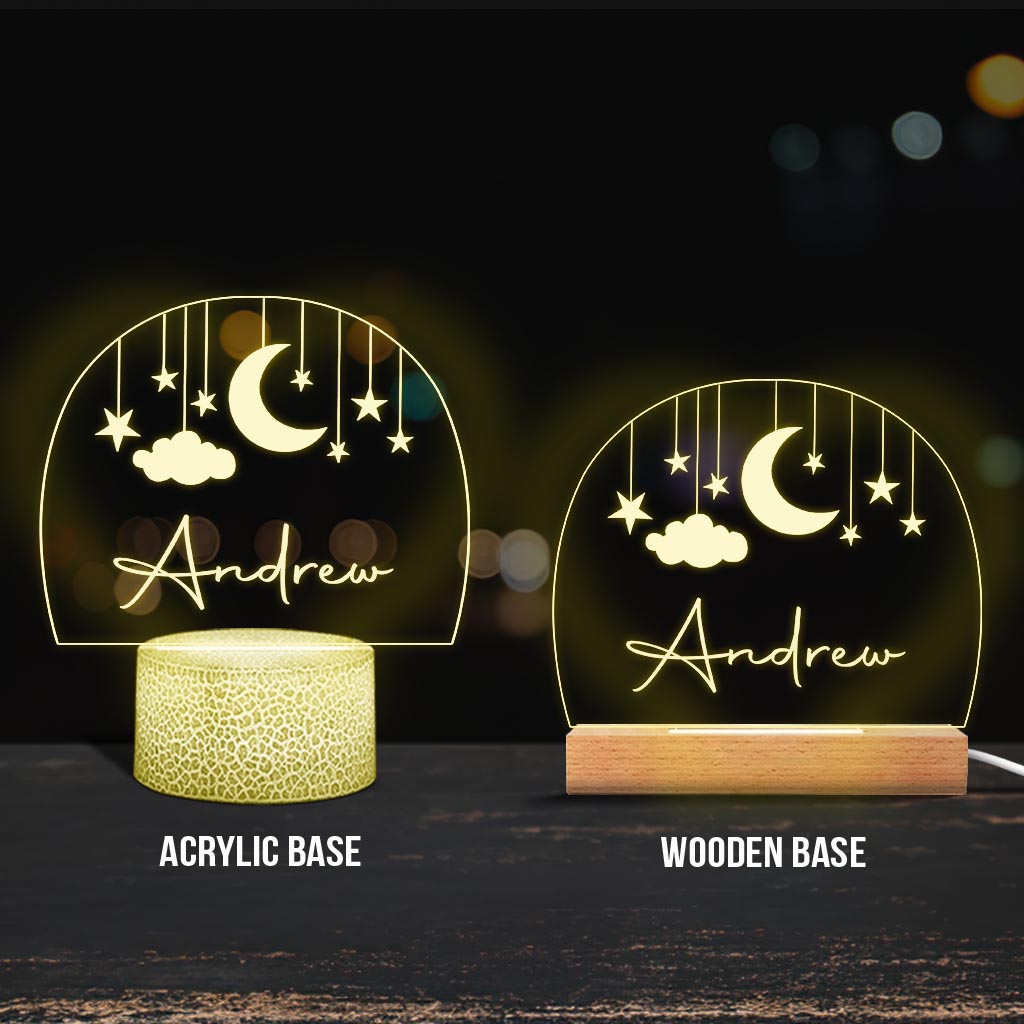 Veilleuse Lune et Étoiles - Plaque lumineuse personnalisée en forme d'enfant