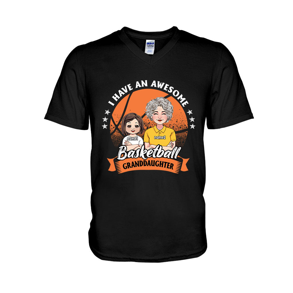 Awesome Basketball Granddaughter - Personalized Basketball T-shirt And Hoodie