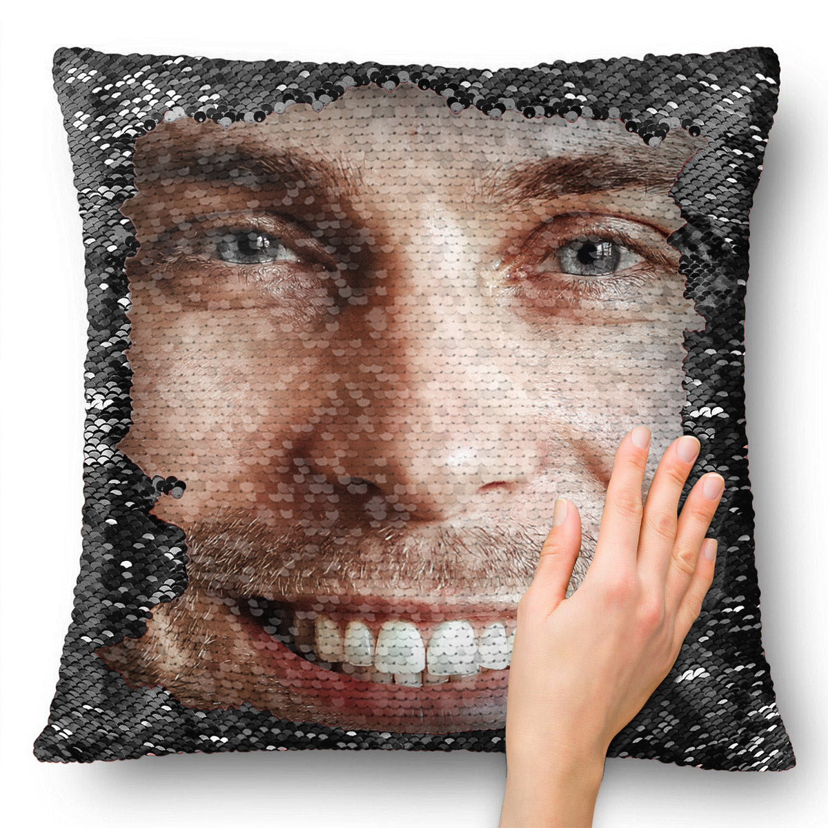 Funny Custom Face Sequin Pillow - Gift for husband, wife, boyfriend, girlfriend - Personalized Sequin Pillow Cover
