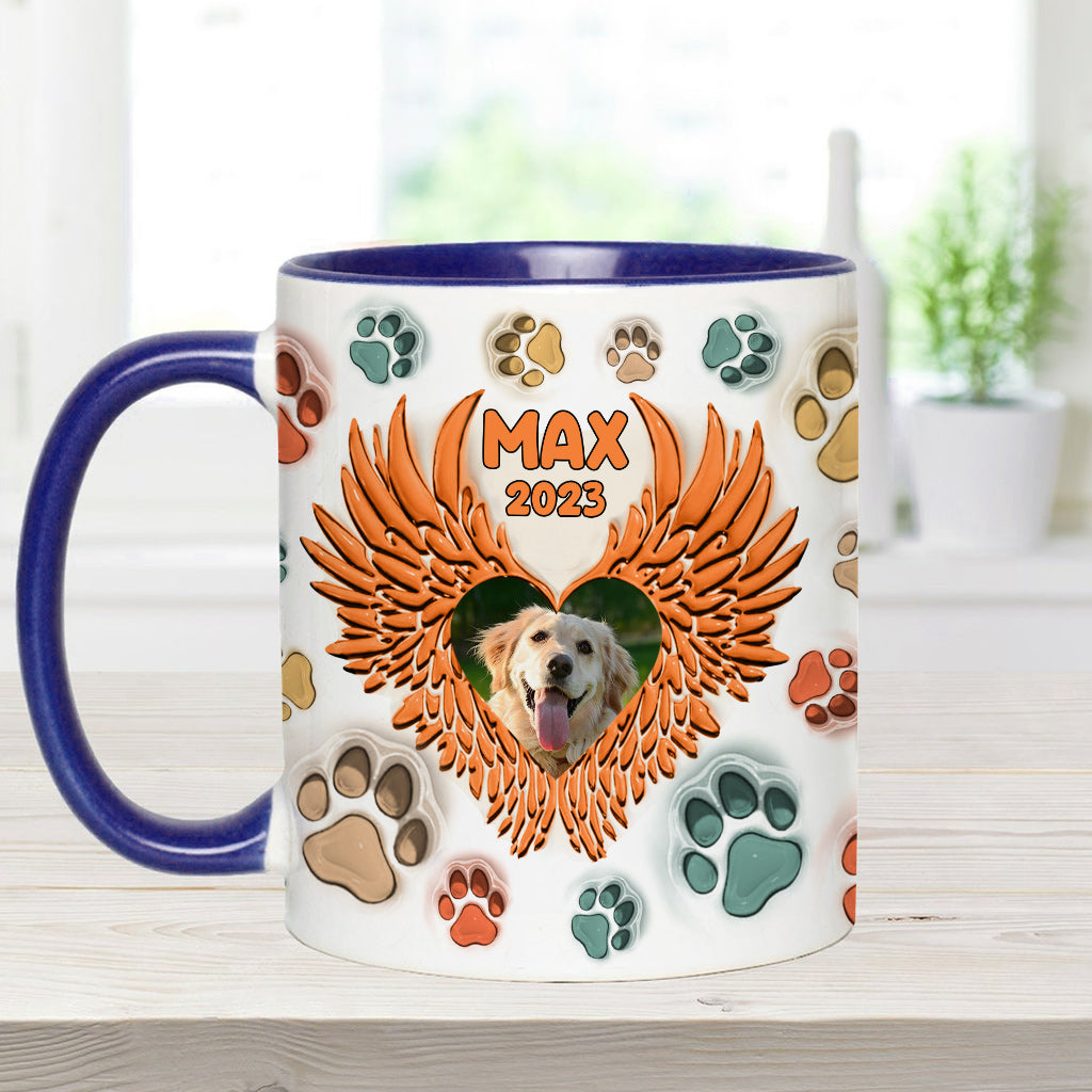 Tu as laissé des empreintes sur nos cœurs - Mug personnalisé avec ailes d'ange - Cadeau pour les amoureux des chiens, pour ceux qui ont perdu leur chien ou leur chat