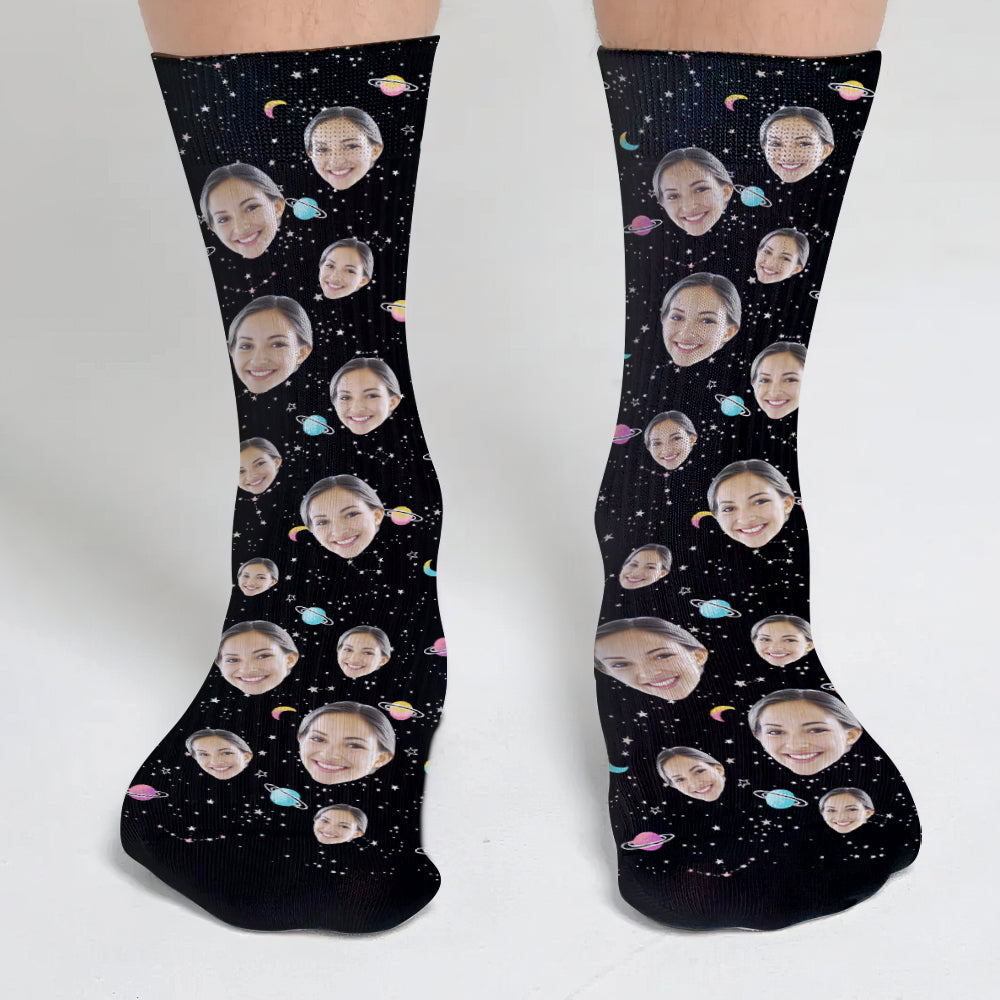 Custom Face Galaxy - Personalized Aunt Socks
