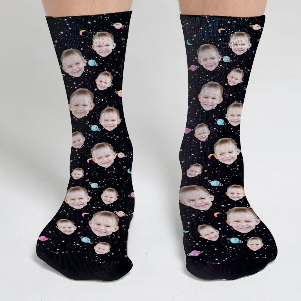 Chaussettes personnalisées pour enfants - Face Galaxy