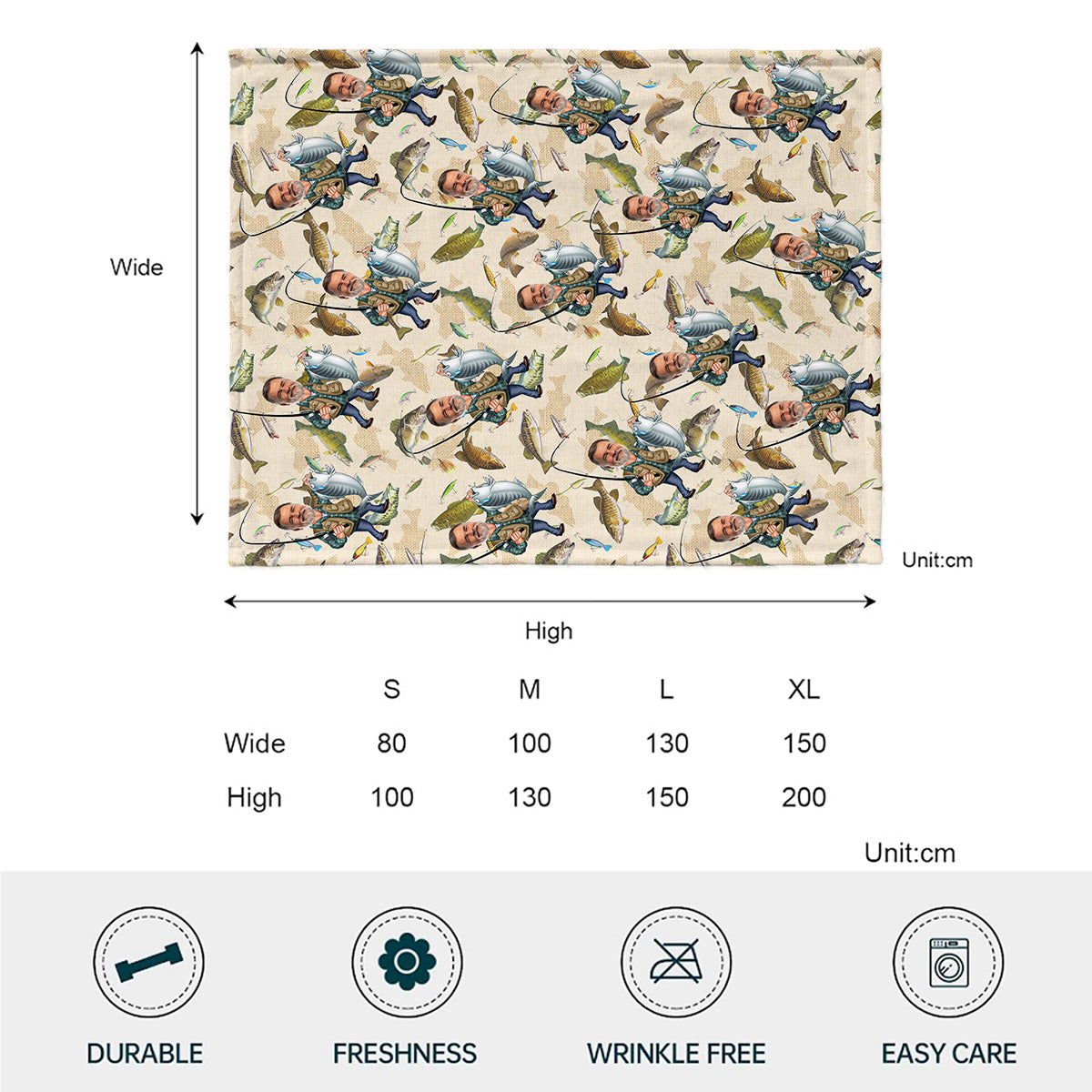 Couverture de pêche personnalisée avec photo humoristique - Motif pêche humoristique