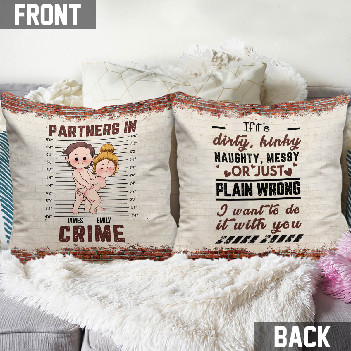 Complices - Coussin décoratif personnalisé pour couple