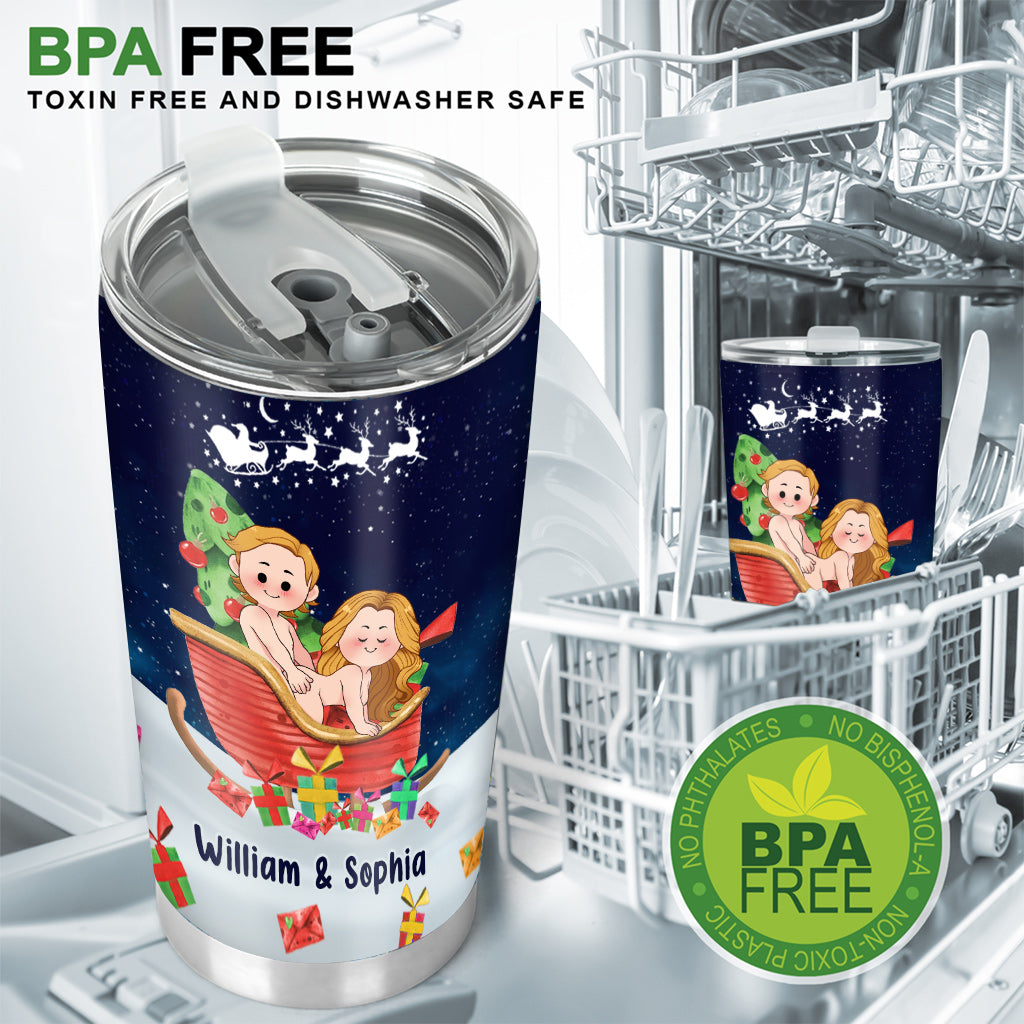 Le Père Noël n'est pas le seul à arriver - Gobelet isotherme personnalisé pour couples
