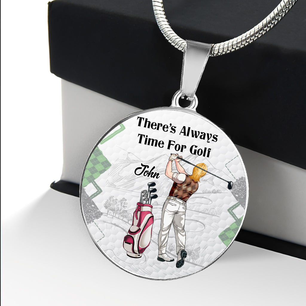 Il y a toujours du temps pour le golf - Collier pendentif personnalisé sur le thème du golf