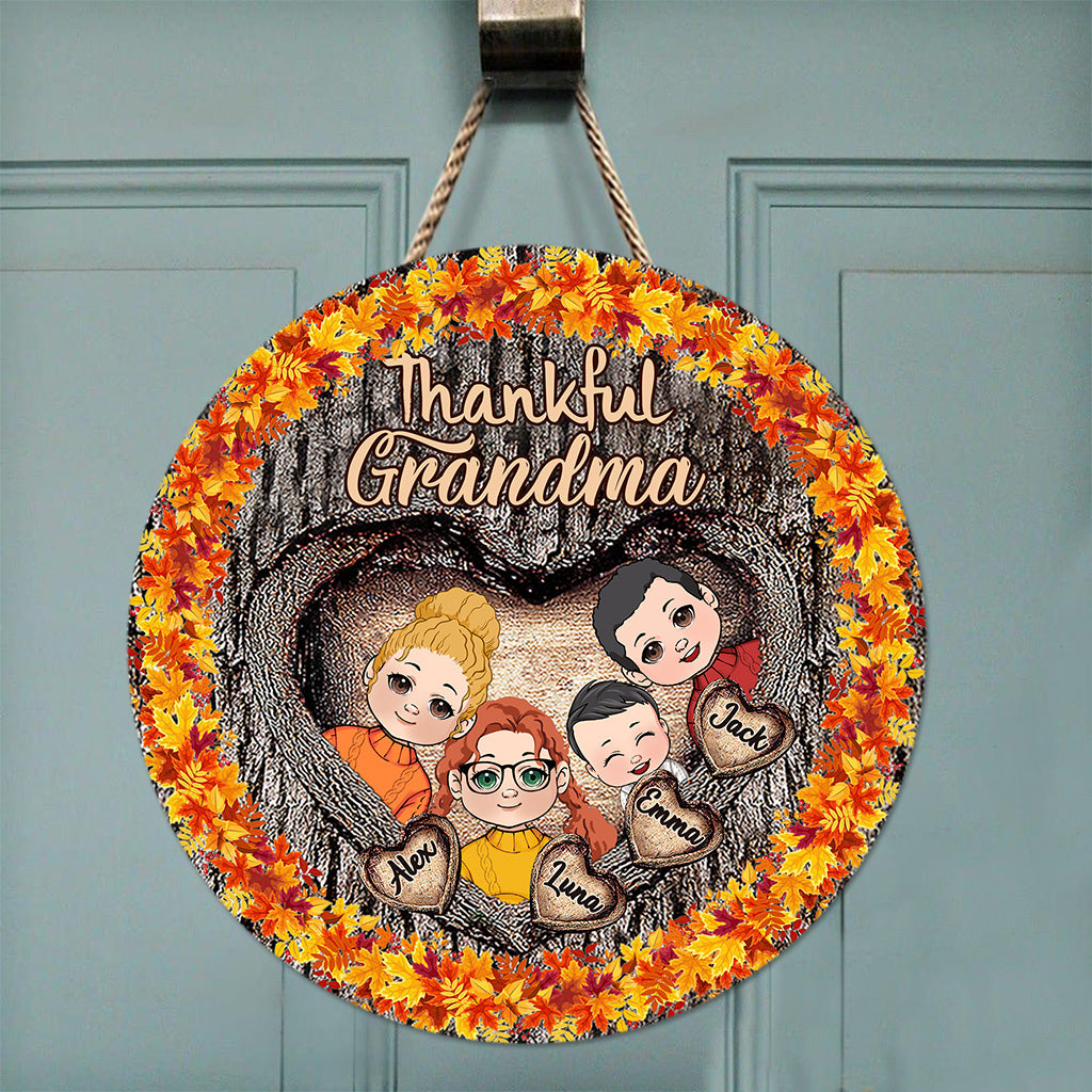 Grand-mère reconnaissante - Cadeau pour grand-mère - Panneau rond en bois personnalisé