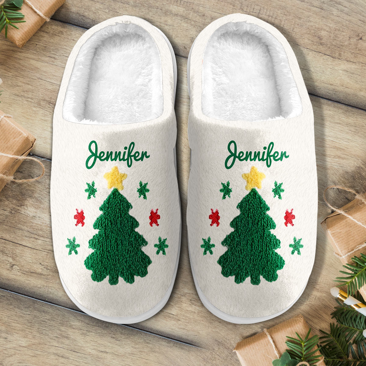 Sapin de Noël - Pantoufles de Noël personnalisées