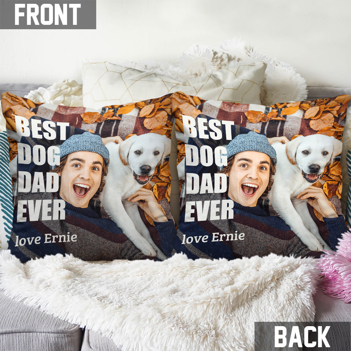 Meilleure maman/mère/grand-mère de chien... au monde - Coussin décoratif personnalisé