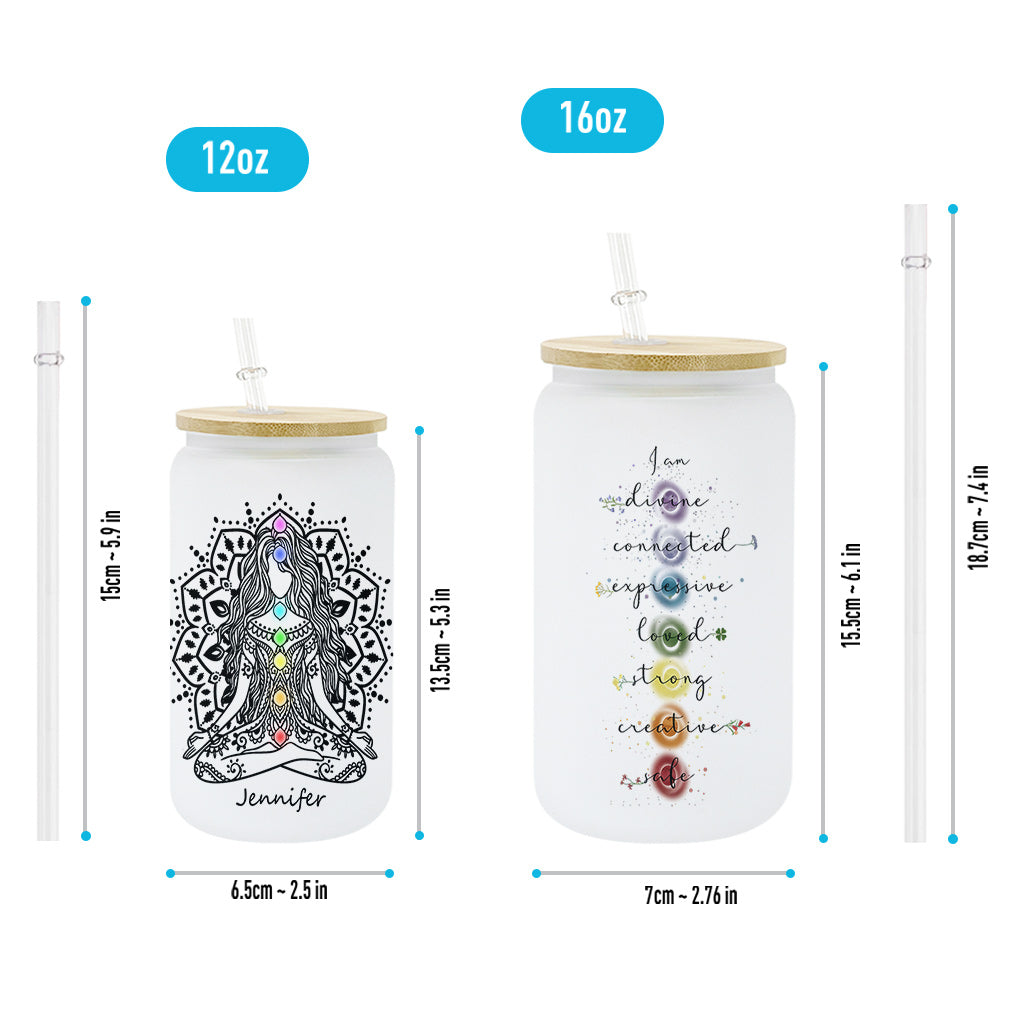 I Am Divine - Personalized Yoga Can Glass