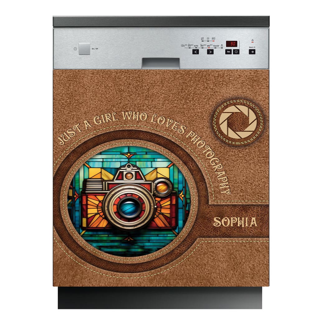 Just A Girl Who Loves Photography - Personalized Photography Dishwasher Cover