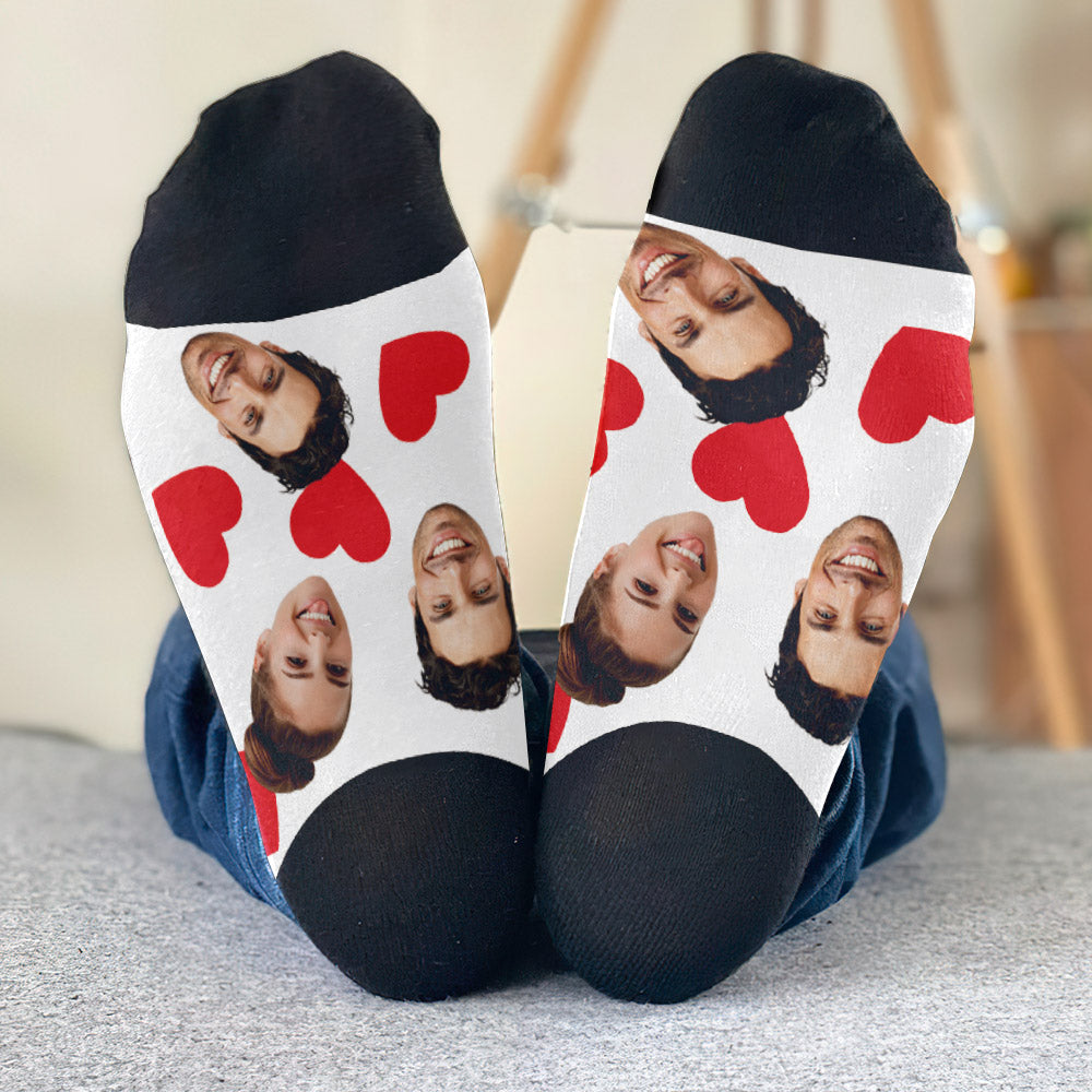 Chaussettes personnalisées pour couples avec motif d'icônes amusantes