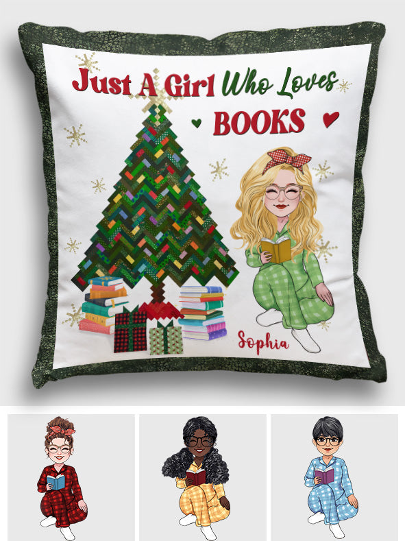 Coussin décoratif personnalisé « Juste une fille qui aime les livres »